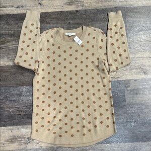 LOFT Tan Polka Dot Shirttail Sweater. NWT